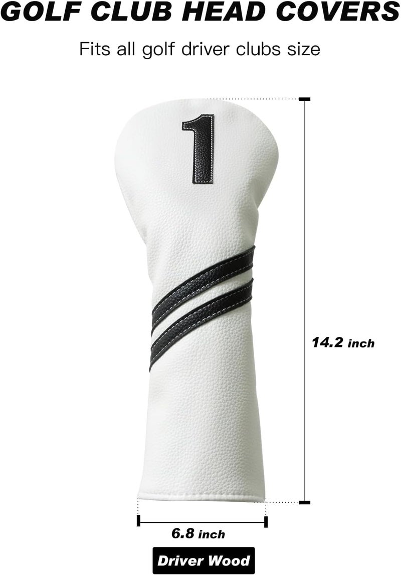 Frimon Golf Club Covers,4pcs or 1pc Golf Headcovers for Woods and Driver Fairway Hybrids Women Men - Premium PU Leather with Interchangeable Tags & Magnetic Blade and Mallet Putter Covers - Image 3